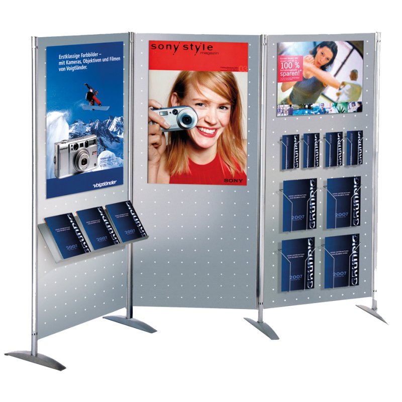 kerkmann perforatiewand Metropol, magnetisch, gepoedercoat alusilver, 800×1750 mm