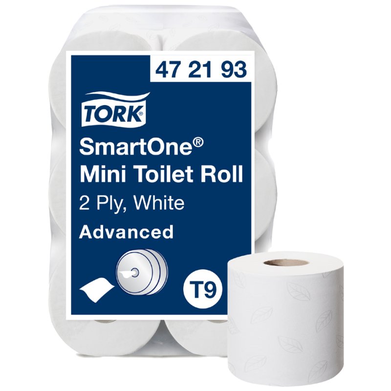 Papier toilette Tork SmartOne Mini, blanc, 2 épaisseurs, 12 rouleaux