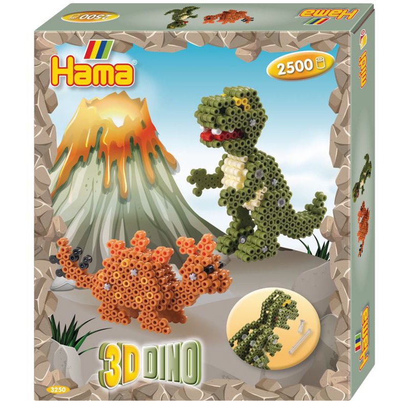 Hama bead ironing set midi 3D Dinosaurs, gift packaging, 2500 beads
