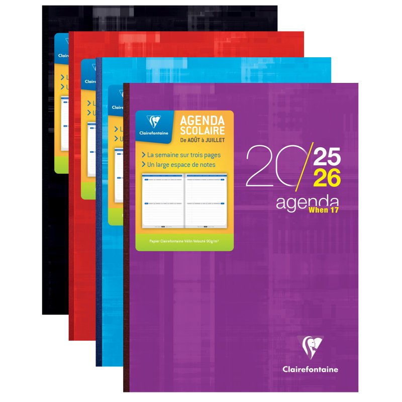 Clairefontaine WHEN 17 diary, week on 3 pages, 170×220 mm, coloured cover