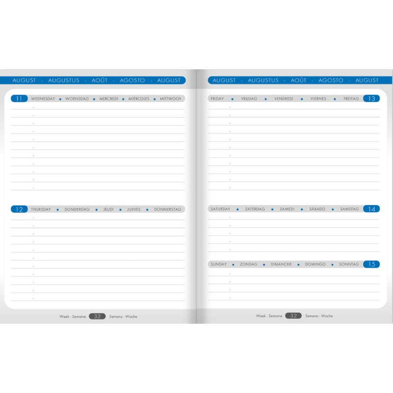 Clairefontaine WHEN 17 diary, week on 3 pages, 170×220 mm, coloured cover