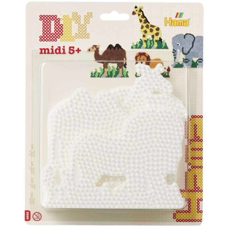 Hama plaque à perles à repasser éléphant girafe lion chameau, midi, 4 pièces