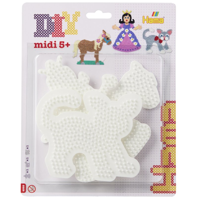 Hama iron-on bead board princess horse cat, white, midi, 3 pieces