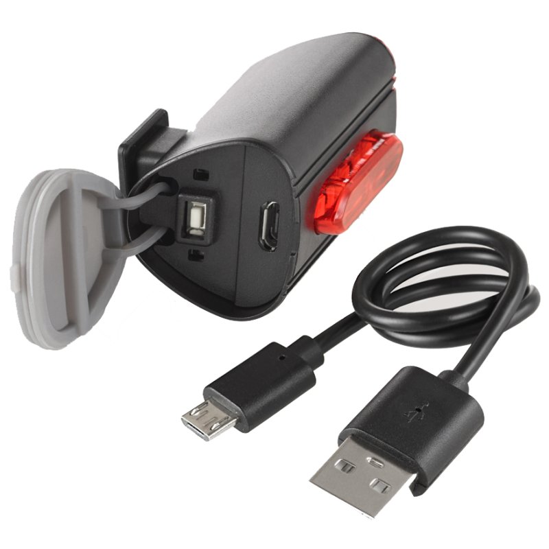 FISCHER fiets achterlicht TWIN, 360-graden grondverlichting, oplaadbare Li-ion accu