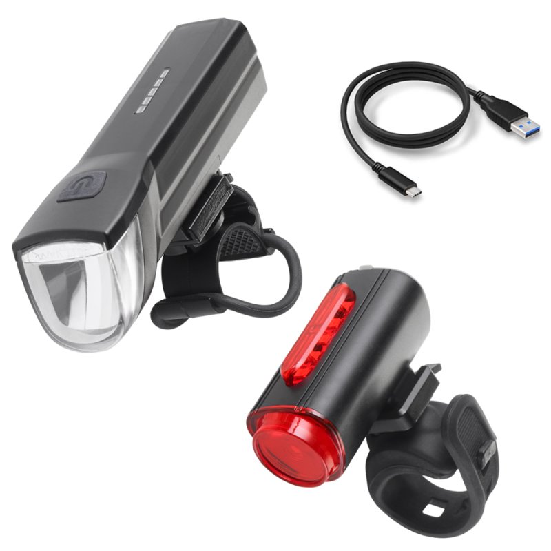 FISCHER Ensemble d'éclairage LED Twin, rechargeable USB, 30 Lux