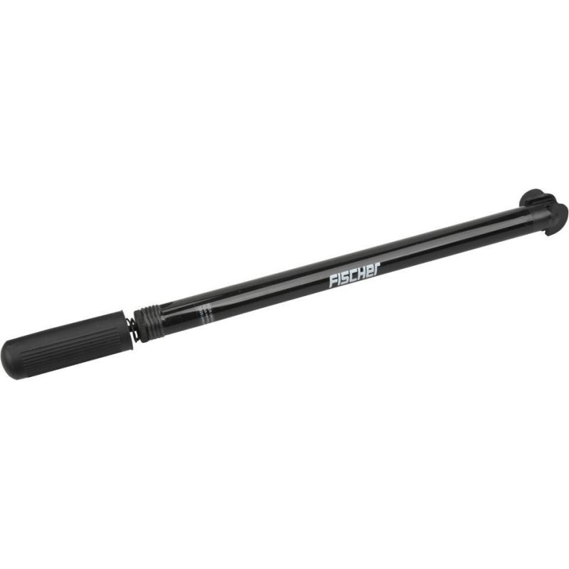 FISCHER bicycle air pump, black, plastic, double head for all valves, 420 mm