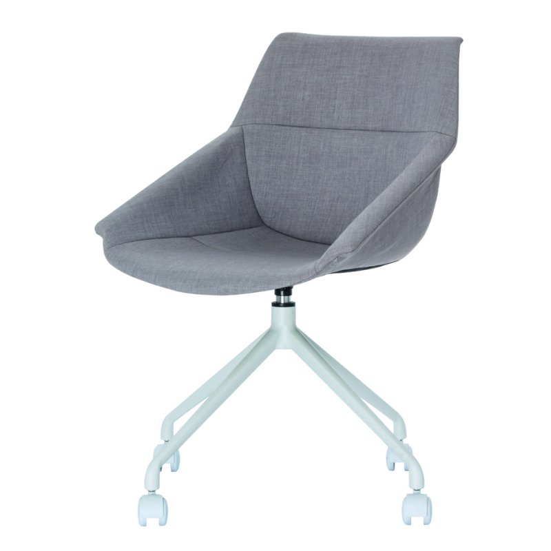 PAPERFLOW chaise visiteur LUGE, ensemble 2 pièces, blanc/gris, 4 roulettes