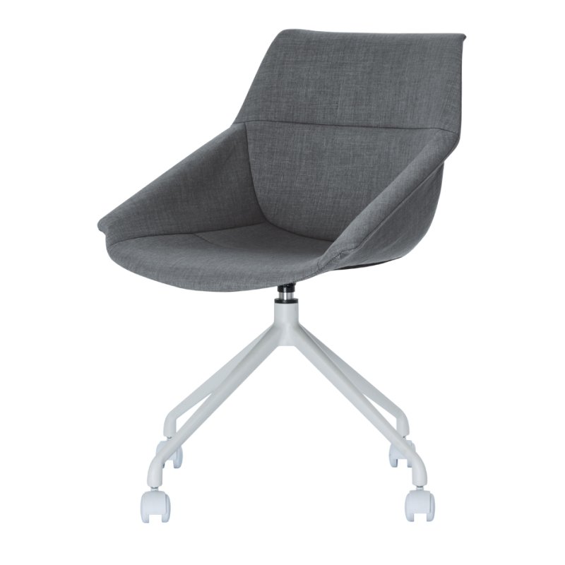 PAPERFLOW chaise visiteur LUGE, ensemble 2 pièces, blanc/gris, 4 roulettes