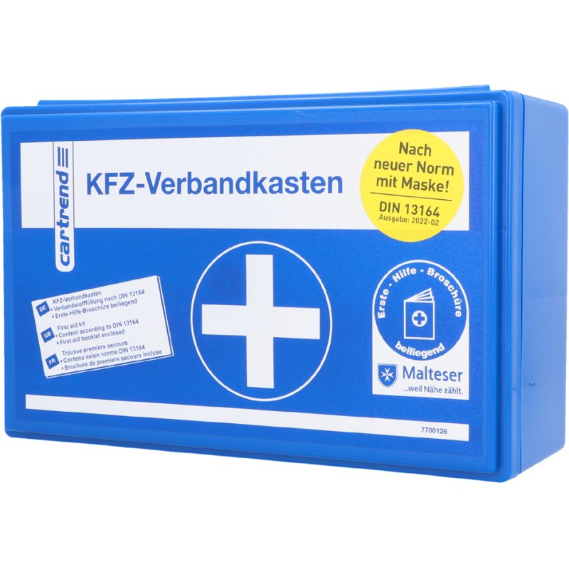 cartrend EHBO-kit Classic, blauw, DIN 13164, 255×165×88 mm
