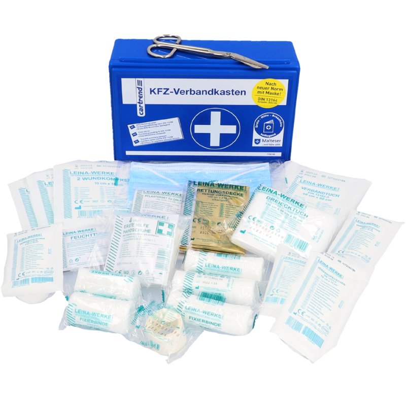 cartrend Trousse de Premiers Secours Classic, bleu, DIN 13164, 255×165×88 mm