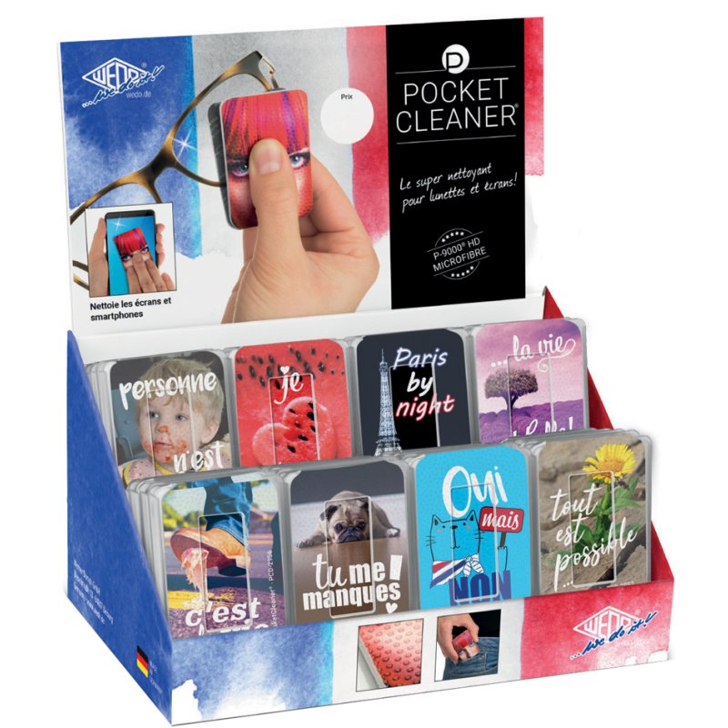 WEDO brillendoekjesmuntje met displaystandaard, microfibre, 32 stuks