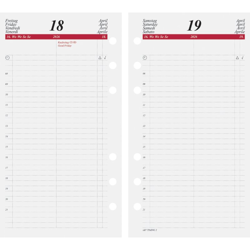 rido idé Calendrier journalier Timing 2, 93×172 mm, noir/bordeaux