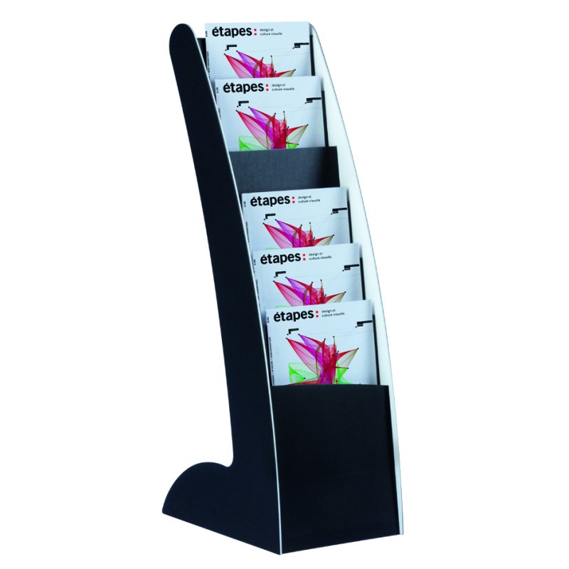 PAPERFLOW présentoir à brochures Courbo Slim, 6 compartiments, noir/blanc, A4