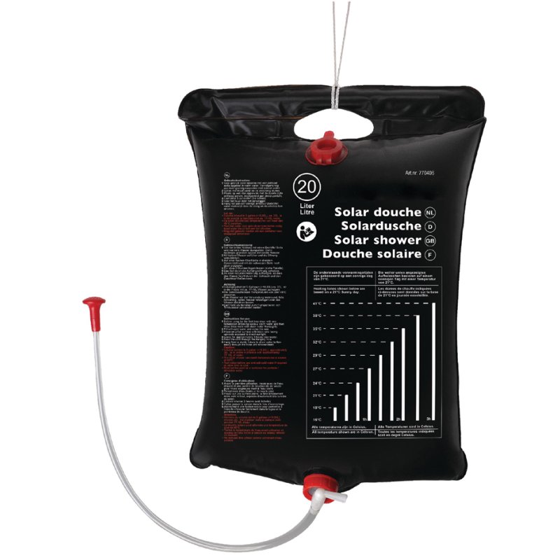 Cartrend Douche solaire, 20 litres, film PVC, avec pommeau et robinet d'arrêt