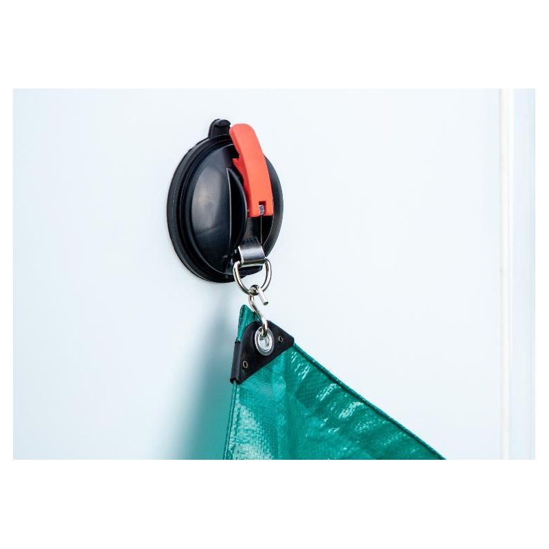 Cartrend ventouse, noir, capacité de charge 10 kg, avec anneau et 2 crochets en S