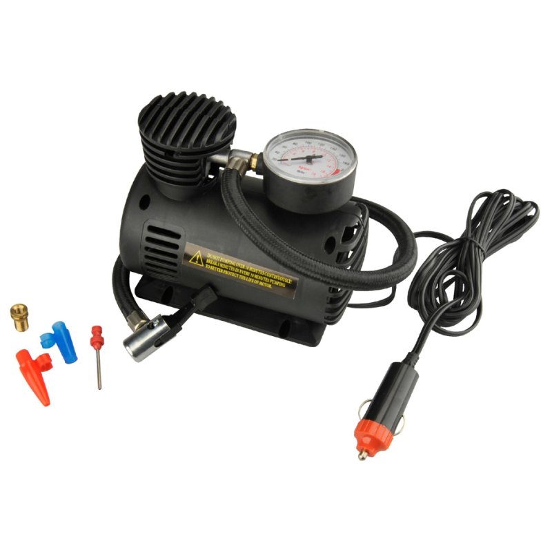 Cartrend car compressor with pressure gauge, 18 bar, 12V cigarette lighter connection