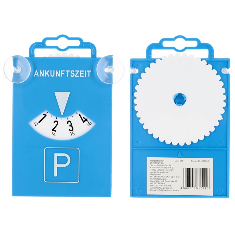 uniTEC parking disc, blue, with suction cup, 105×170 mm