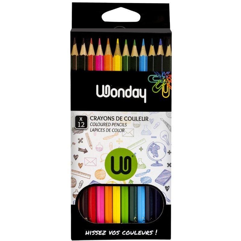 Wonday crayons de couleur, hexagonaux, 2,5 mm, 18 pièces