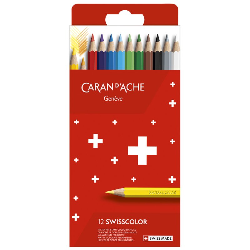CARAN D'ACHE kleurpotloden SWISSCOLOR, waterbestendig, 12 stuks