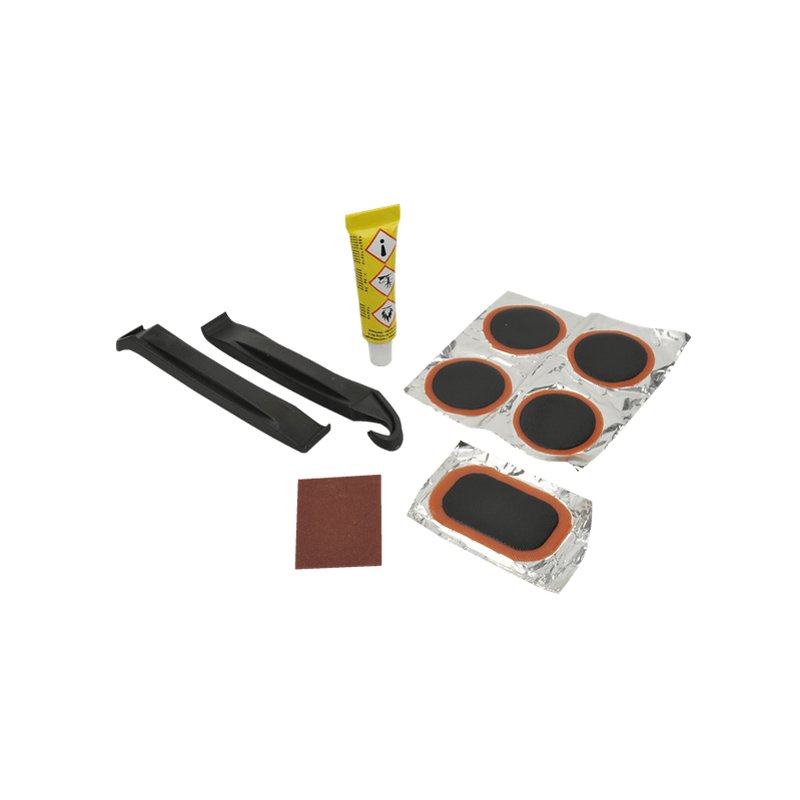 FISCHER Flickbox repair kit, including tyre light set, in a heart-shaped box