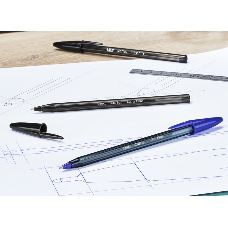 Bic Cristal Exact stylo à bille, noir, pointe fine, 0,3 mm