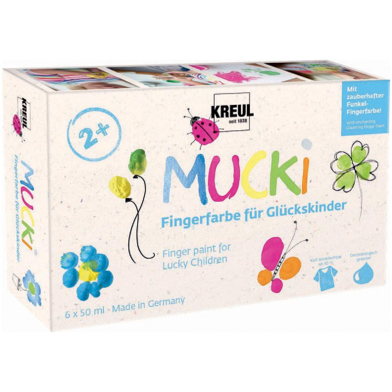 KREUL peinture à doigt Mucki, 50 ml, set de 6, à base d'eau