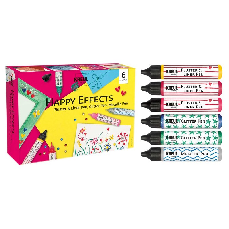 KREUL creative set Happy Effects, 6-piece, puffy and glitter pens