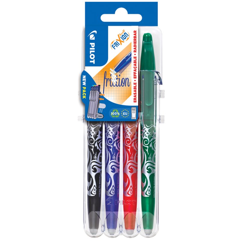 PILOT stylo roller FRIXION BALL 0,7 mm, set 4 pièces, encre de couleur