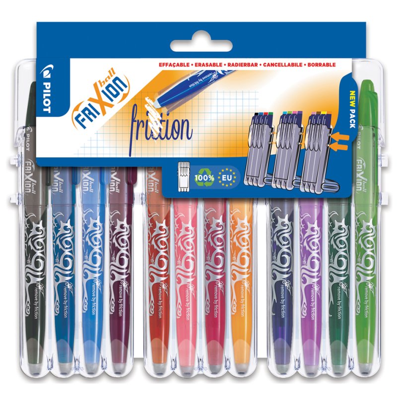PILOT stylo roller FRIXION BALL 0,7 mm, set 4 pièces, encre de couleur