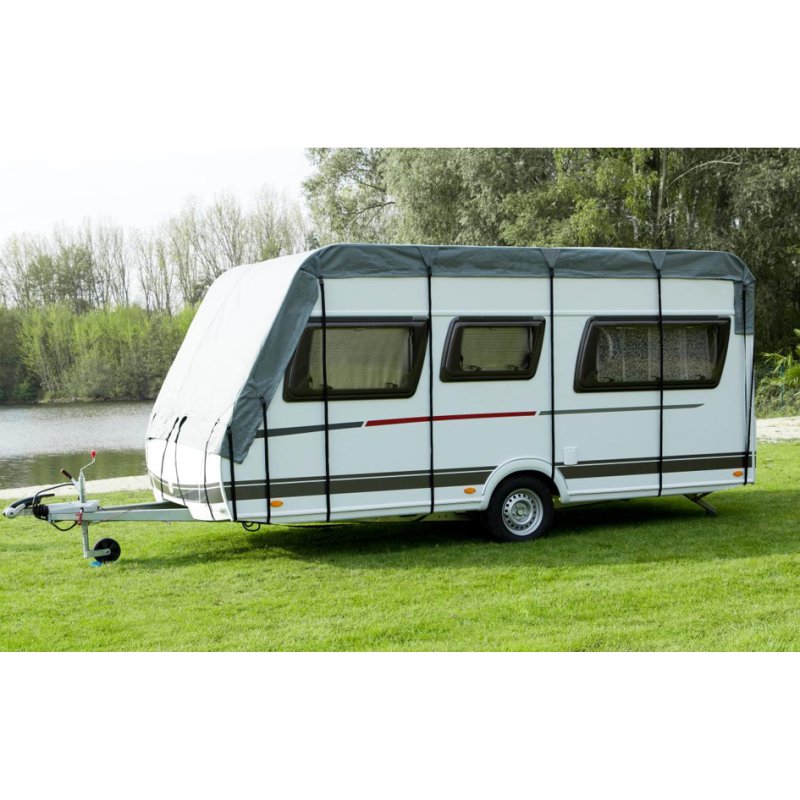 cartrend bâche de protection pour toit caravane, 3,0 × 5,5 m, tissu non-tissé 3 couches, stabilisé UV