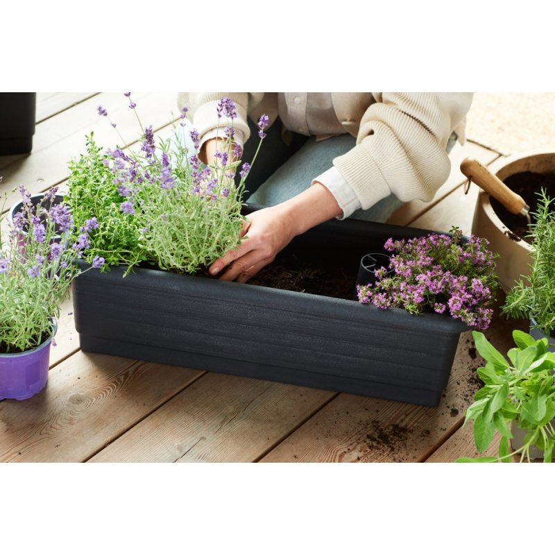 orthex bloembak Epoque, 60 cm, zwart, waterreservoir