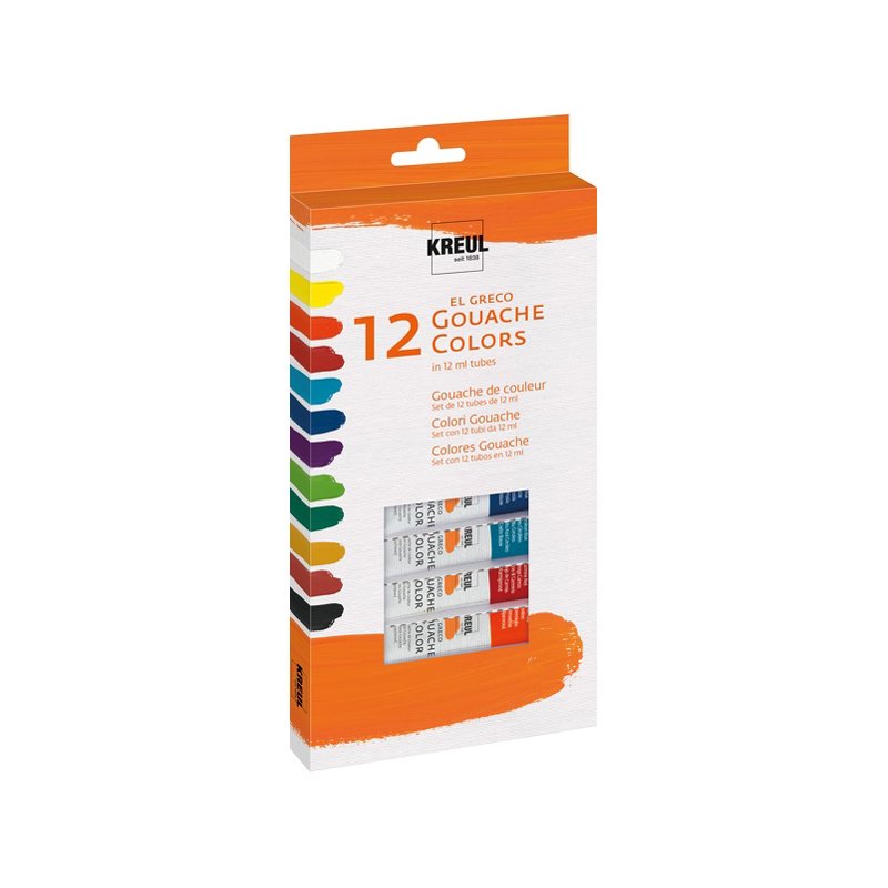 KREUL gouache paint El Greco, set of 12 colours, 12 ml