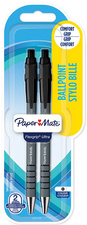 PAPER:MATE FlexGrip Ultra drukknopbalpen, zwart, 1,0 mm, 2 stuks