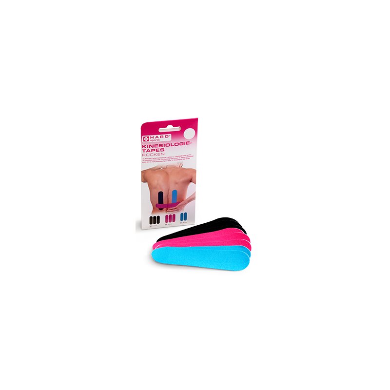 HARO kinésiologie tape dos, assortiment coloré, 150×50 mm, 8 pièces
