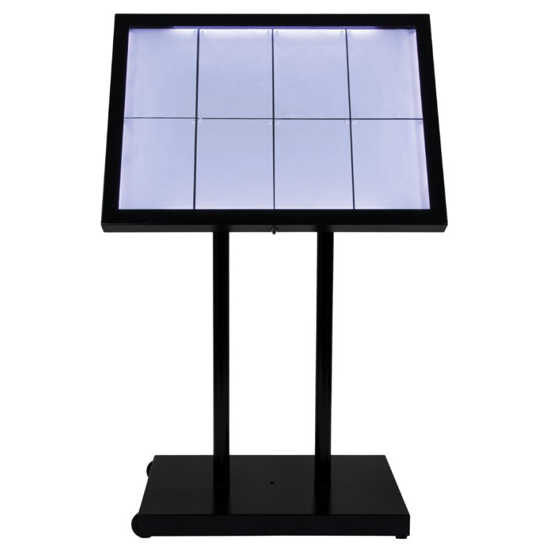 Securit Vitrine LED Black Star XXL, 8 × A4, acier inoxydable noir, verrouillable