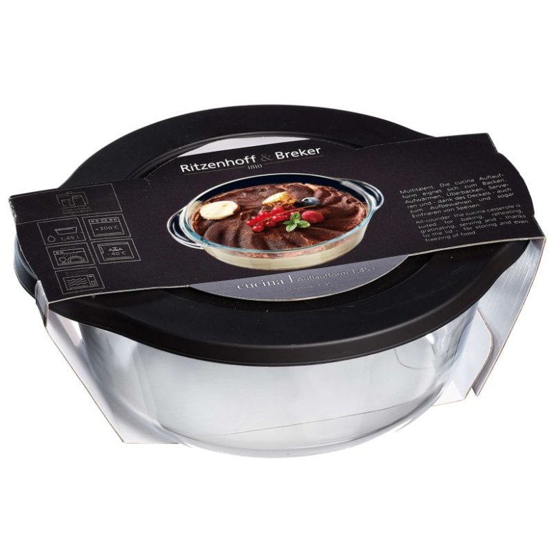 Ritzenhoff & Breker ovenschaal CUCINA, glas, met deksel, 1,45 liter
