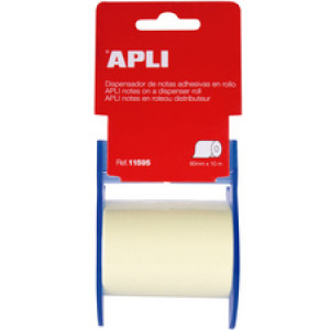 APLI plaknotities op rol, geel, 10 m × 60 mm, volledig klevend