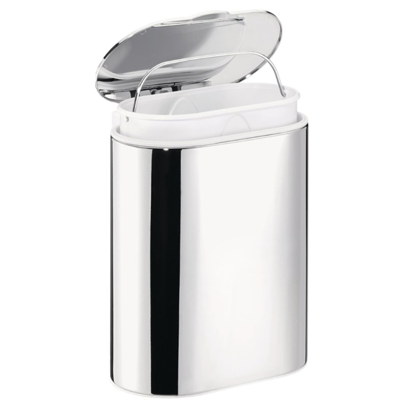 tesa cosmetics waste bin elegant, silver, metal, reusable
