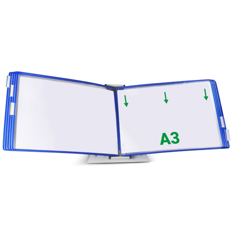 Tarifold plastic display sheet, blue, with steel wire frame, 5 insert clips 50 mm, 10 pieces