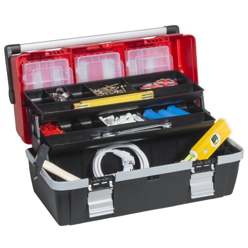 allit gereedschapskoffer McPlus Alu C 22, rood/zwart, polypropylen