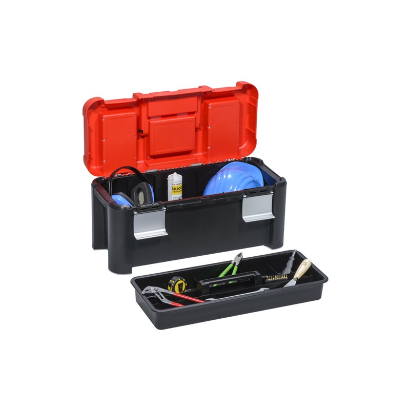 allit gereedschapskoffer McPlus Alu 25, rood/zwart, polypropylen, 640×290×295 mm