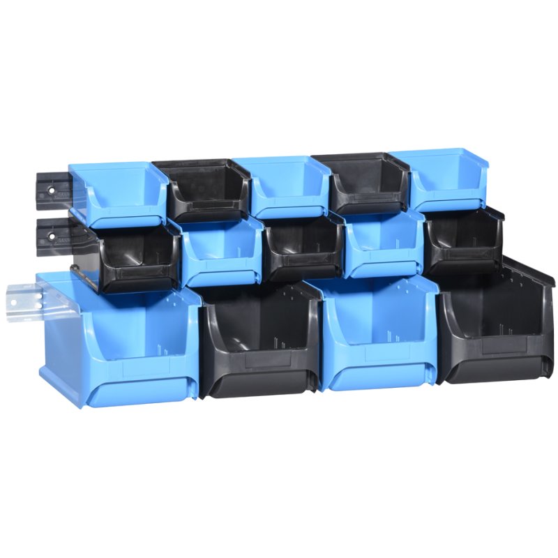 allit opslagbakken set ProfiPlus 1+2+3/17, blauw/zwart, stapelbaar, 14 stuks