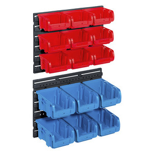 allit stapelbare sorteerboxen set ProfiPlus, rood/blauw, 15 stuks, wandrails