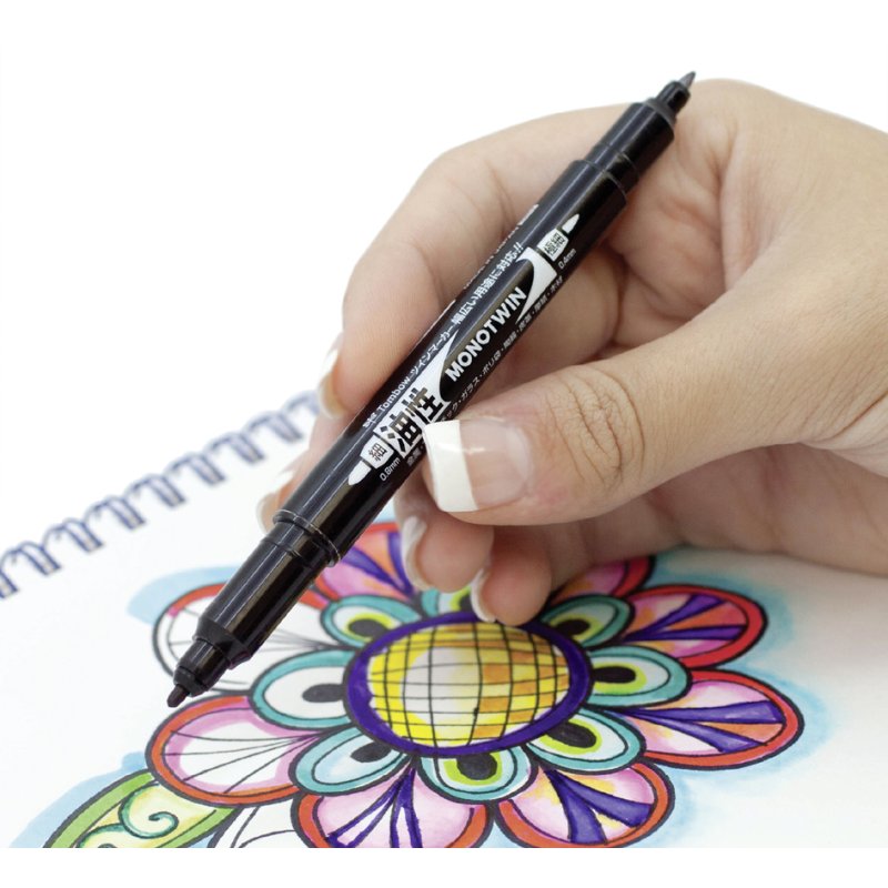 TOMBOW dubbele fineliner MONO twin, 0,8/0,4 mm, waterbestendig, 48 stuks