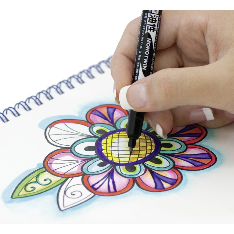 TOMBOW dubbele fineliner MONO twin, 0,8/0,4 mm, waterbestendig, 48 stuks