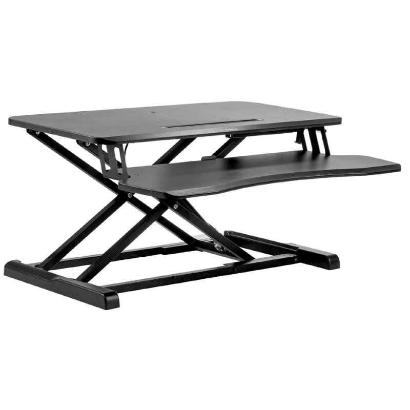 Fellowes Corsivo sit-stand workstation, gas spring, keyboard drawer, black