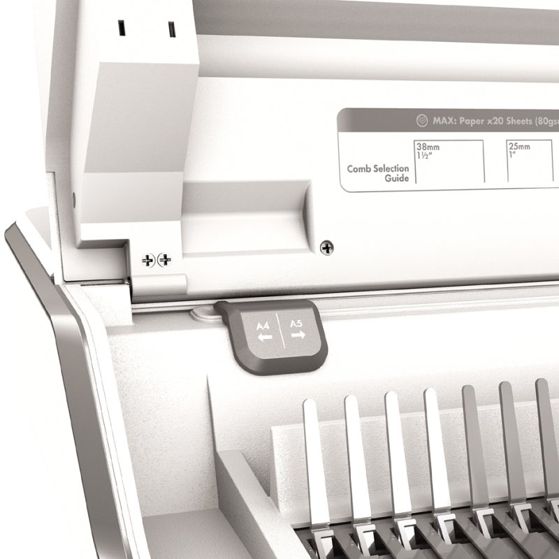 Fellowes Lyra 3-en-1 relieur, blanc/argent, A4/A3, 300 feuilles intérieures