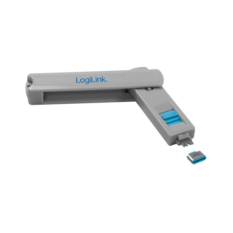 LogiLink Verrou de sécurité USB-C, 1 clé, 4 cadenas, gris/bleu