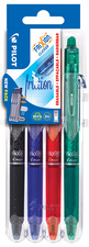 PILOT rollerpen FRIXION BALL CLICKER 07 Set2Go, wisbaar, 4-delig etui, 0,35 mm