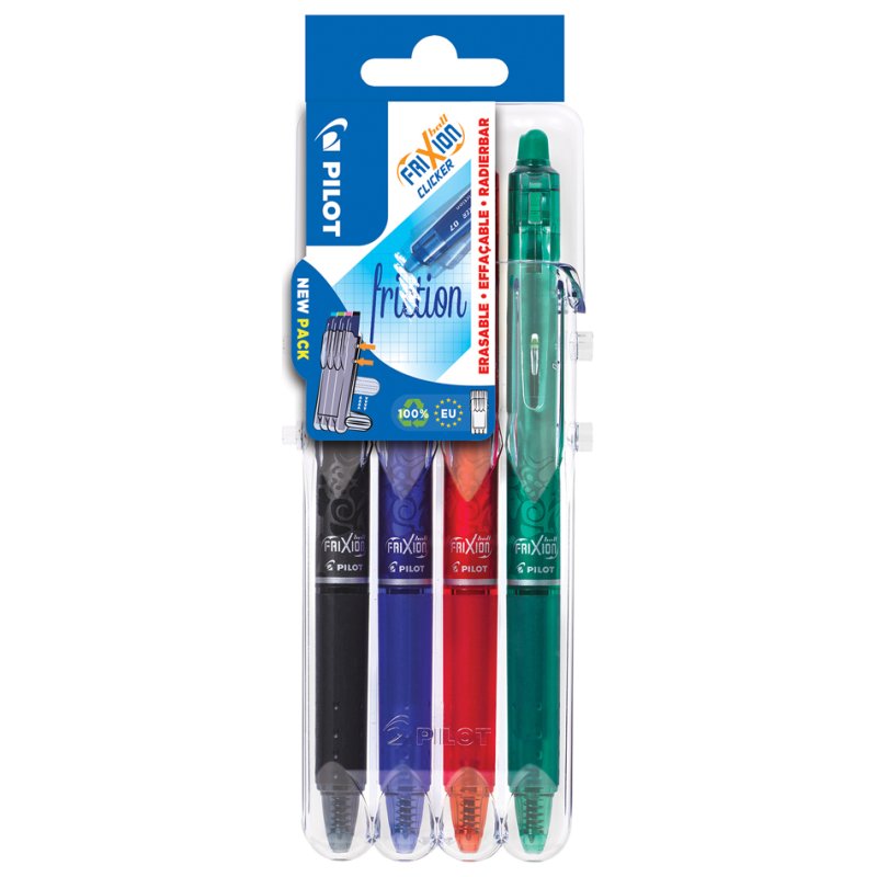 PILOT stylos effaçables Frixion Ball Clicker, 0,7 mm, 4 pièces